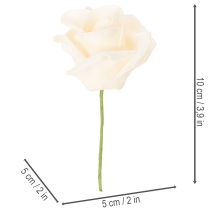 Product Artificial rose, cream-colored, 10 cm bloom on stem, 100 pieces