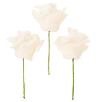 Product Artificial rose, cream-colored, 10 cm bloom on stem, 100 pieces