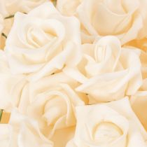Product Artificial rose, cream-colored, 10 cm bloom on stem, 100 pieces