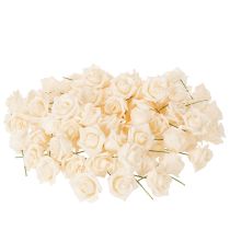 Product Artificial rose, cream-colored, 10 cm bloom on stem, 100 pieces