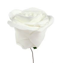 Foam rose white with mother of pearl Ø7.5cm 12p