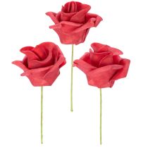 Product Artificial red rose flower with stem, 5cm, 100 pieces