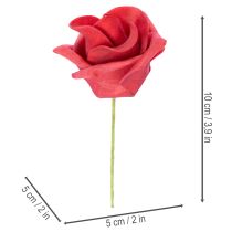 Product Artificial red rose flower with stem, 5cm, 100 pieces