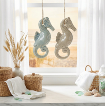 Product Seahorse Hanging Decoration for Living Room and Bathroom, Maritime Summer Flair, 15cm, 2 Pieces