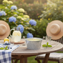 Product Citronella Outdoor Candle in Bucket: Atmospheric Lighting and Insect Repellent, 15cm