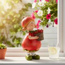Product Strawberry Girl Decorative Figurine for Summer Decor, Cute Statue for Living Room and Balcony, 18cm