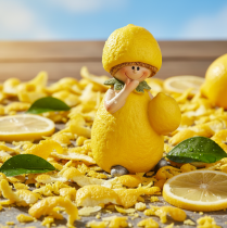 Product Lemon Child Figurines, Sweet Table Decoration for Summer in Vintage Style, Living Rooms and Balcony, 9cm, 3 Pieces