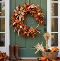 Product Boho metal decorative ring, silver, Ø28cm with natural raffia, set of 4 - hanging decoration, wall decoration