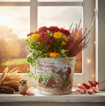 Product Round metal planter/flower pot Fresh Garden H21cm