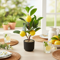 Product Artificial Lemon Tree Decoration 28cm Plant Pot Green Yellow