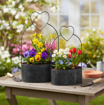 Product Decorative oval metal bowl with heart, black, 20/16cm, set of 2