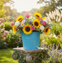 Product Decorative metal flower pot/planter in blue, 31cm x 26cm x 21.5cm