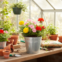 Product Metal flower pot with handles, decorative bucket, Ø16cm H15cm