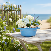 Product Decorative bowl/planter, blue metal, shabby chic decor, Ø17cm, H8.5cm