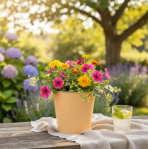 Product Metal planter, pastel orange, Ø13.5cm H12.5cm