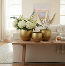 Product Decorative vases brass look metal vases Ø18/15/12.5cm set of 3