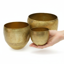 Product Decorative vases brass look metal vases Ø18/15/12.5cm set of 3