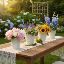 Product Ornamental planter, metal plant pot, white, Ø18.5cm, H18cm