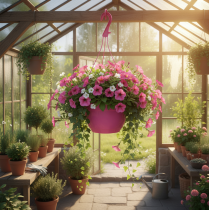 Product Hanging flower basket pink plant pot with holes Ø25cm H50cm