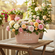 Product Oval zinc flower bowl, antique rose, planter, 27×18cm, H12.5cm