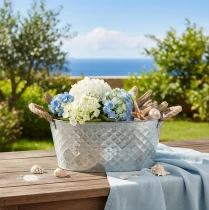 Product Large oval zinc bowl, 31cm x 20cm, H15cm