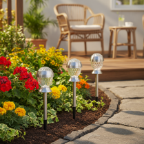 Product Set of 4 Solar Garden Globe Lights with Ground Spike, 36cm