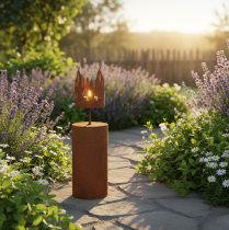 Product Tealight holder, candle shape, rust decoration, patina metal, H36cm