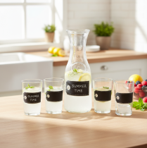 Product Glass carafe H27cm with 4 glasses H11cm