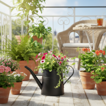 Product Stylish small decorative watering can, black metal, 30x13x17cm, 1.7l, planter, apartment/balcony decoration