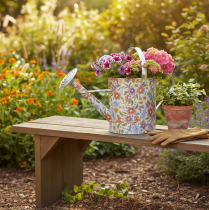 Product Decorative metal watering can, vintage planter for flowers, Ø18cm