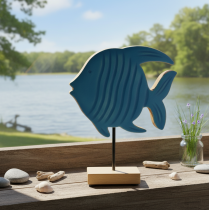 Product Wooden fish figurine, maritime decoration, handmade table decoration for living room, 22cm