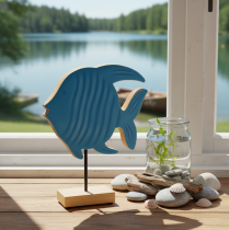 Product Wooden fish figurine, maritime decoration, handmade table decoration for living room, 22cm
