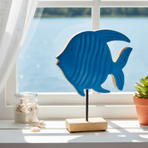 Product Wooden fish figurine, maritime decoration, handmade table decoration for living room, 22cm