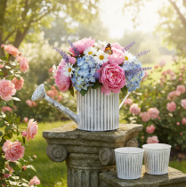 Product Vintage planter Ø17cm, decorative watering can, metal planter shabby chic