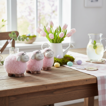 Product Pink sheep with glasses and fur ceramic 10.5×5.5×9cm 3pcs