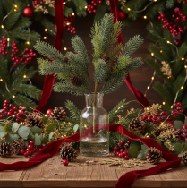 Product Artificial fir branch with cone decoration, 41cm