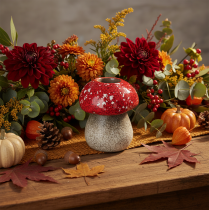 Product Decorative mushroom/fly agaric candle holder for table decoration, 9cm