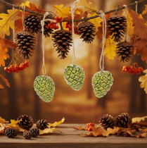 Product Pine cone pendants as autumn decorations for hanging, 5cm, 3 pieces