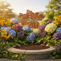 Product Garden stake with pumpkin motif, metal decoration, rust finish, 100cm