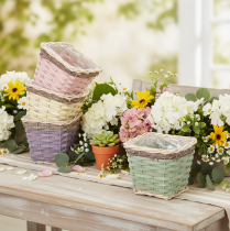 Product Square plant basket with foil, decorative planter, 14cm, 4 pieces