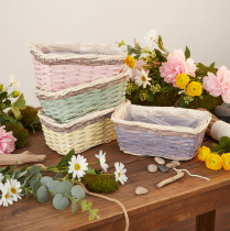 Product Rectangular plant basket with foil, decorative basket, planter, 25cm, 4 pieces