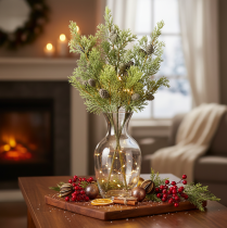 Product Artificial conifer branch with cones as artificial table decoration, 39cm, 4 pieces