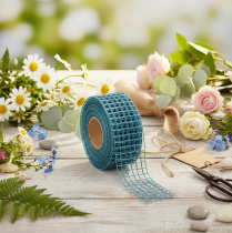 Product Decorative ribbon, grid ribbon, 4.5 cm wide, blue, for craft projects, 10 m