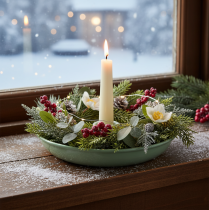 Product Green metal candlestick, decorative, for taper candles, 13cm