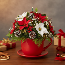 Product Large decorative cup with saucer, suitable as a plant pot, 17cm