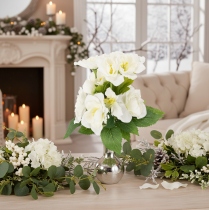 Product Artificial Christmas rose flower bunch, white, artificial Christmas decoration