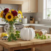 Product Pumpkin ceramic vase, white, home decoration, 15cm