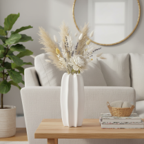 Product Ribbed vase, modern ceramic vase for dried flowers, 40cm