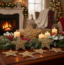 Product Decorative star set made of wire, two sizes, 10cm, 12 pieces