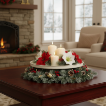 Product Decorative metal flower plate, round, 41 cm, table display